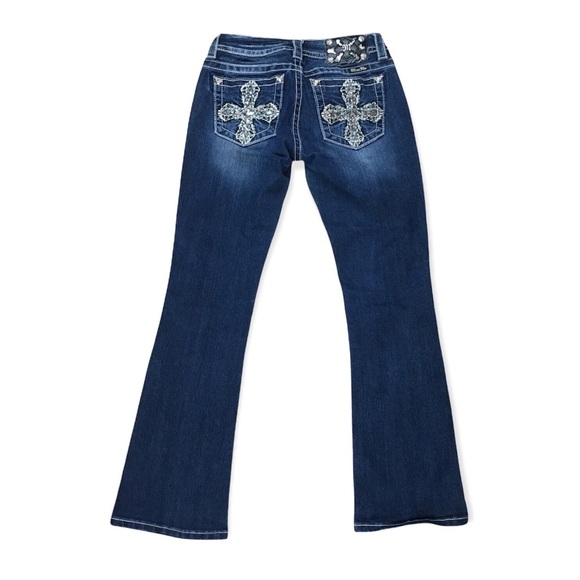 Miss Me Jeans Signature Bootcut Cross Embellishment Style JE8293BR Size 27 - Picture 2 of 11